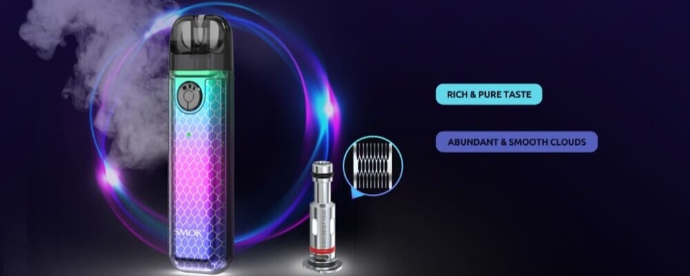 POD-система SMOK з сітчастим койлом RPM — насичений смак і густі хмари пари. Ідеальне поєднання компактного корпусу та продуктивності для щоденного паріння.